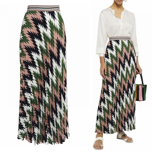 M MISSONI Chevron Zig Zag Long Maxi Skirt in Antique Rose Size IT 42 / US 6